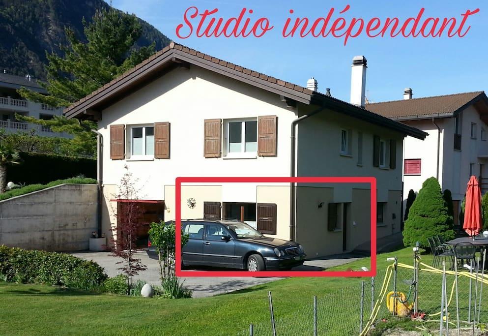 Studio Independant A Grône Exterior foto